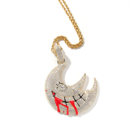 Купить Rapper Same Style Gold and Silver Plated Brass Moon Pendant Necklace with Cubic Zinconia
