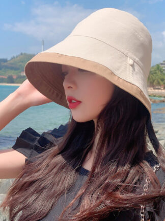 Купить version of the net red fisherman hats woman spring and summer leisure two-sided solid color cool hat travel cap sun protection caps a
