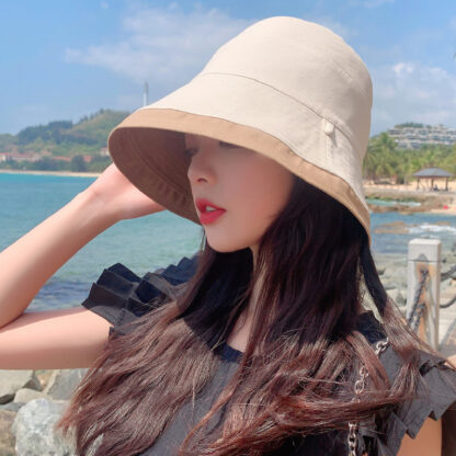 Купить version of the net red fisherman hats woman spring and summer leisure two-sided solid color cool hat travel cap sun protection caps a