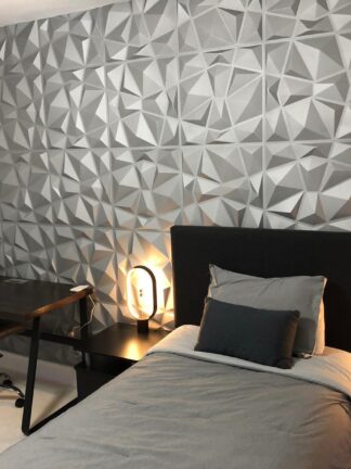 Купить Art3d 50x50cm 3D Plastic Wall Panels Soundproof Grey Diamond Design for Living Room Bedroom TV Background (Pack of 12 Tiles 32 Sq Ft)