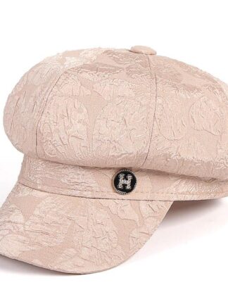 Купить 2022 Berets Elegant Beret Femme 2021 Winter Hat Floral Letter Designer Vintage Sboy Cap Octagonal Pink Caps For Women