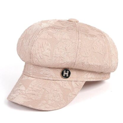 Купить 2022 Berets Elegant Beret Femme 2021 Winter Hat Floral Letter Designer Vintage Sboy Cap Octagonal Pink Caps For Women