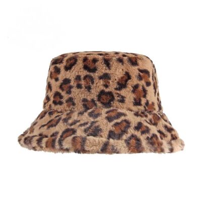 Купить Wide Brim Hats Leopard Fisherman Hat Female Autumn And Winter Warm Imitation Hair Sweet Lovely Leisure Retro Basin Tide