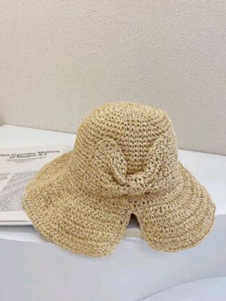 Купить Wide Brim Hats Women Straw Hat Big Bow Summer Handmade Crochet Ladies Breathable Hollow Sun Cap Can Be Folded Beach Femme