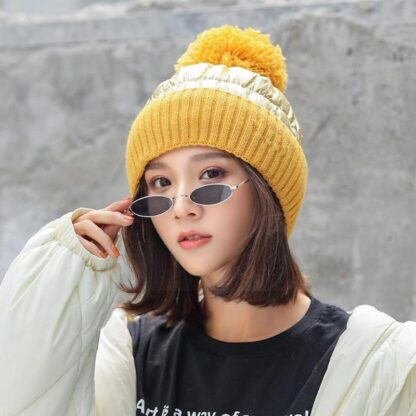 Купить Beanie/Skull Caps Ladies Warm Hat European And American Winter Wild Thick Woolen Knitted Ski Outdoor P0Y6