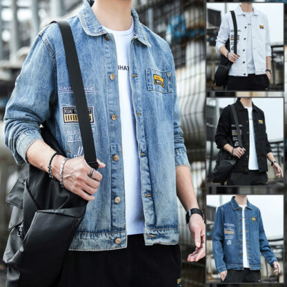 Купить Korean style fashion jean jacket men's new casual trendy slim denim clothing coat