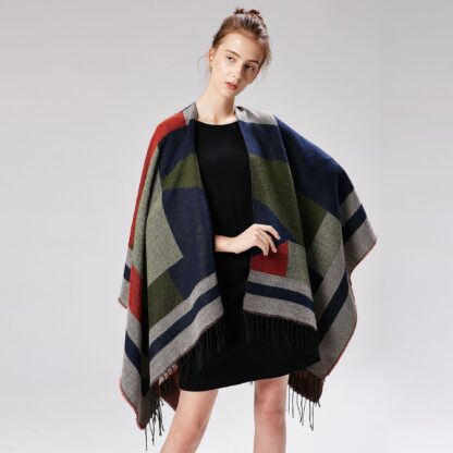 Купить Lady Shawls 2018 Brand New Wraps Tassels Pashmina Autumn and Winter Imitation Cashmere Geometric Jacquard Contrast Color Scarves LSF027