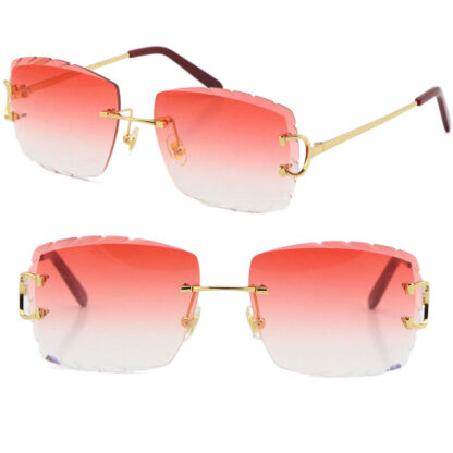 Купить Wholesale Selling Women or Man C Decoration Wire Frame Sunglasses Rimless UV400 Carved lens men glasses outdoors mirrored Summer Outdoo