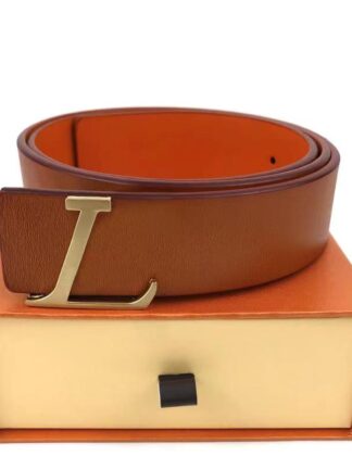 Купить Men Designers Belts Classic fashion luxury casual letter L smooth buckle womens mens leather belt width 3.8cm with orange box