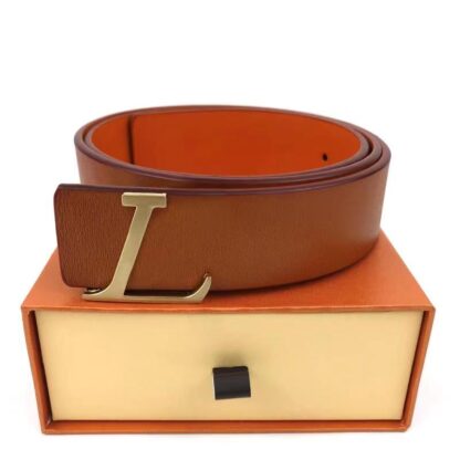 Купить Men Designers Belts Classic fashion luxury casual letter L smooth buckle womens mens leather belt width 3.8cm with orange box