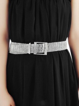 Купить Belts 2021 Women Fashion 10 Rows Full Rhinestone Shiny Waistband Casual Party Dress Belt Chain