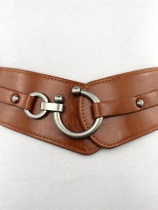 Купить Belts Fashion Elastic Wide Belt Strap Vintage Women Faux Leather Buckle Solid Color Waistband