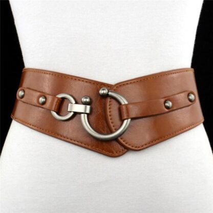 Купить Belts Fashion Elastic Wide Belt Strap Vintage Women Faux Leather Buckle Solid Color Waistband
