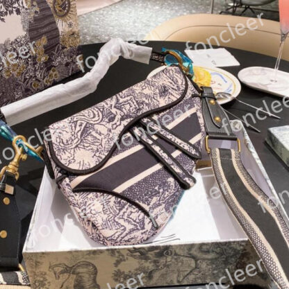 Купить Embroidery Saddle Designer Bags Women Handbags Wide Straps Crossbody Shoulder Bag Classic Letters Purses High Quality with Box