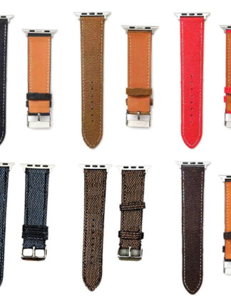 Купить Watch Band Fashion Gift Watchbands Strap For iwatch 1 2 3 4 5 6 SE 7 38mm 44mm 41mm 45mm Bands Leather Belt Bracelet Wristband Stripes Watchband Brown Luxury Women Men