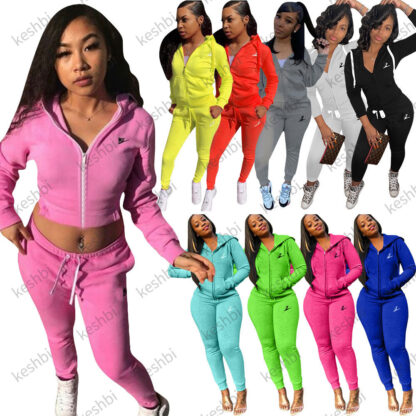 Купить New Womens Tracksuits Long Sleeve Sports Suit Daily Tops and Pants Lady letter Jumpsuit 2 Pieces Outfits Sport Sweatsuit