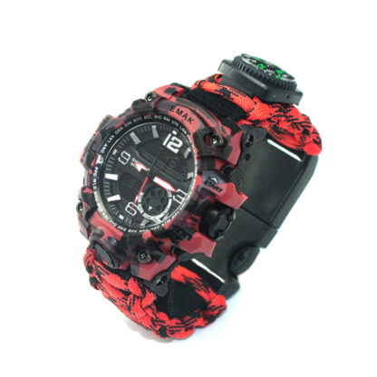 Купить Handmade Multifunction Outdoor Camping Survival Wristwatches Paracord Woven Digital Watch with Compass Whistle