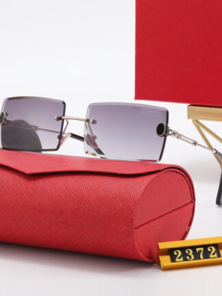 Купить Rimless Sunglasses for Women Designer Retro Gold metal Sun glasses Classic Female Gradient Oversized Sun glass Men Vintage Eyeglasses With box 2022