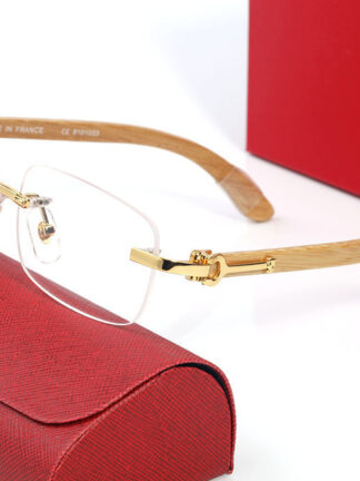 Купить Designer Sunglasses Women Transparent Polarize Rectangular Sunglass UV400 Rimless Fashion Sport Gold Metal Tea Color Wood Frames Male and Female Brand Eyeglasses