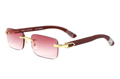 Купить Mens Designer Sunglasses for Women Brand Vintage Frameless Sunglasses Men Womens Gold Metal Retro Design Frame New Fashion Wooden Glasses Hombre UV400 Eyeglasses