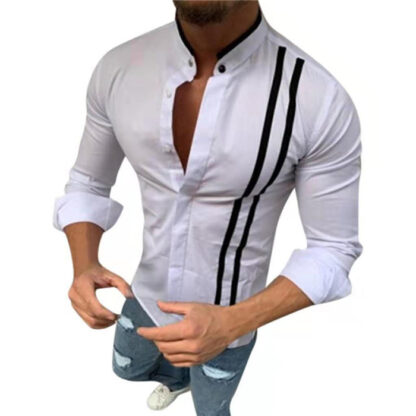 Купить designer casual fashion Shirts plus size black and white striped blouse long sleeve camicetta loose fit print blusa 3xl 4xl 5xl shirt camisa hombre