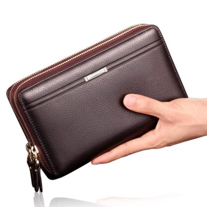 Купить Men's Hand Bag Multi Card Position Double Zipper Large Wallet Organizer Gentlemen's Business Moneybag Clip Bill Phone Handbags Metal