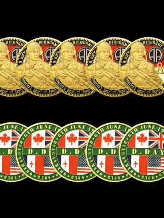 Купить 5pcs Non Magneitc 1944.6.6 USA Military Craft 82nd Airborne Division Gold Plated Challenge Souvenir Coin Army Collectible Gifts Medal