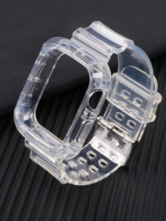 Купить Case+Strap for Apple Watch Band 44mm 40mm 42mm 38mm Accessories Soft Silicone Bracelet Transparent apple watch series 6 se 5 4 3