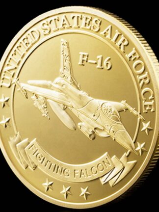Купить 10pcs Non Magnetic Crafts Challenge Badge USA Combat Aircraft F16 Helicopter Falcon US Eagle 24k Gold Plated Coin For Collection