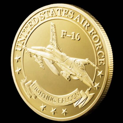 Купить 10pcs Non Magnetic Crafts Challenge Badge USA Combat Aircraft F16 Helicopter Falcon US Eagle 24k Gold Plated Coin For Collection