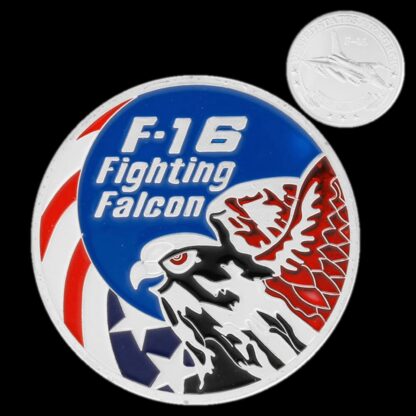 Купить 10pcs Non Magnetic Crafts USA Military F-16 Fighting Falcon Silver Plated US Eagle Challenge Commemorative Coin