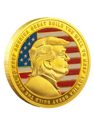 Купить 2pcs Non Magnetic Crafts Donald J Trump Of US President Keep USA Great Build The Wall To American Gold Plated Souvenir Coin