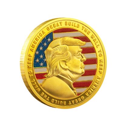 Купить 2pcs Non Magnetic Crafts Donald J Trump Of US President Keep USA Great Build The Wall To American Gold Plated Souvenir Coin