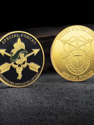 Купить Non Magnetic Crafts US Army Special Forces Green Beret Motivated Dedicated Lethal 24k Gold Plated Challenge Coin