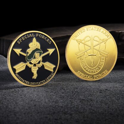 Купить Non Magnetic Crafts US Army Special Forces Green Beret Motivated Dedicated Lethal 24k Gold Plated Challenge Coin