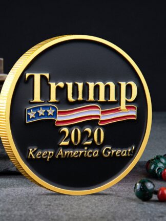 Купить 50pcs Non Magnetic Crafts Donald Trump President Historical Badge USA Keep American Great Gold Plated Souvenir Coin Gift