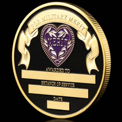 Купить 2pcs Non Magnetic USA Challenge Coin Craft 1782-1932 Purple Heart Reward Superior Military Soldier Medal Gold Plated Badge Art