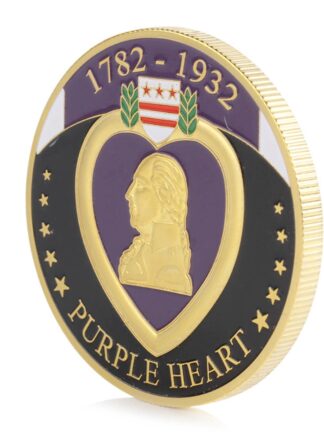 Купить 10pcs Non Magnetic USA Challenge Coin Craft 1782-1932 Purple Heart Reward Superior Military Soldier Medal Gold Plated Badge Art