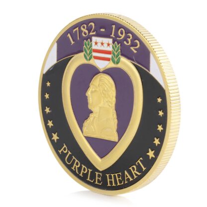 Купить 10pcs Non Magnetic USA Challenge Coin Craft 1782-1932 Purple Heart Reward Superior Military Soldier Medal Gold Plated Badge Art