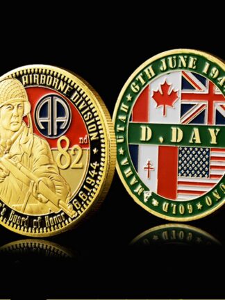 Купить Non Magnetic Crafts 1944.6.6 USA Military 82nd Airborne Division Gold Plated Challenge Souvenir Coin Army Collectible Gifts Medal