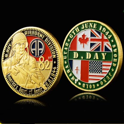 Купить Non Magnetic Crafts 1944.6.6 USA Military 82nd Airborne Division Gold Plated Challenge Souvenir Coin Army Collectible Gifts Medal