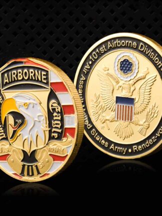 Купить 20pcs Non Magnetic Craft USA 101St Airborne Division Air Force Challenge Gold Plated Coin Operation Iraqi Freedom Souvenir US Medal