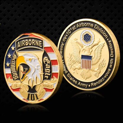 Купить 20pcs Non Magnetic Craft USA 101St Airborne Division Air Force Challenge Gold Plated Coin Operation Iraqi Freedom Souvenir US Medal