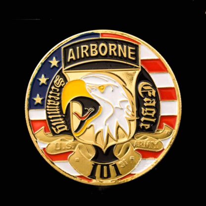 Купить 10pcs Non Magnetic American 101St Airborne Division Air Force Challenge Craft Gold Plated Coin 1.57"*0.12" Operation Iraqi Freedom Souvenir US Medal