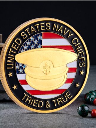 Купить 10PCS Non Magnetic USArmy Millitary Craft Department Of The Navy Chiefs Tried True 24k Gold Plated Challenge Coin