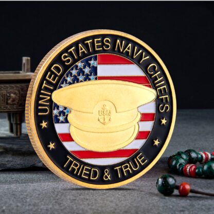 Купить 10PCS Non Magnetic USArmy Millitary Craft Department Of The Navy Chiefs Tried True 24k Gold Plated Challenge Coin