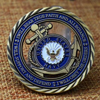 Купить 50pcs Non Magnetic Copper Plated US Navy Military Craft Memorial Of Courage Commitment Bronze Plated Collection Coin