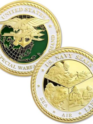Купить Non Magnetic Crafts US Navy Seals Sea Air Land Naval Special Warare Command Gold Plated Challenge Coin