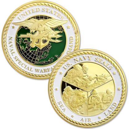 Купить Non Magnetic Crafts US Navy Seals Sea Air Land Naval Special Warare Command Gold Plated Challenge Coin