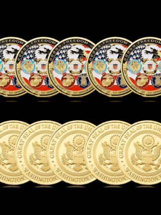Купить 5pcs Non Magnetic USA Navy USAF USMC Army Craft Coast Guard Freedom Eagle 24K Gold Plate Rare Challenge Coin Collection